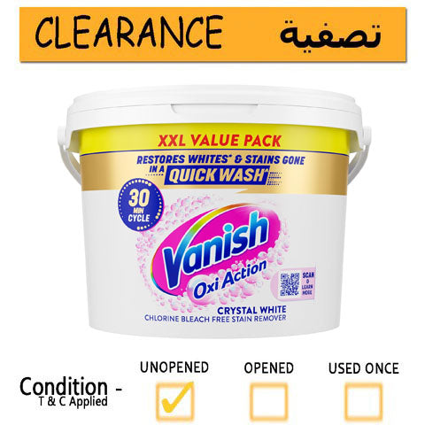 Vanish Fabric Stain Remover Oxi Advance Powder Whites Crystal White, 2.4Kg - Clearance