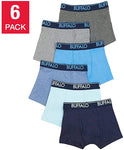 Buffalo Men Boy's Boxer Cotton Briefs, Underwear Comfort ,Stretchy Waistband, Breathable 6-pack Assorted Multipack
