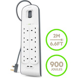 8-Way Surge Protection Strip With 2 Meters Cord Length. - shopperskartuae