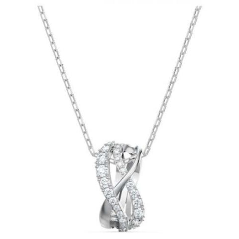 Swarovski Twist Rows Pendant – White & Rhodium Plated Elegance