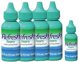 Refresh Tears Lubricant Eye Drops- Compatible with all contact lenses - 4 X 15ml + 1 X 5ml bottle