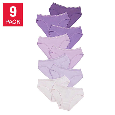 Buffalo Girls ladies Bikini Cotton Brief Panties Seamless Underwear 9-pack, Purple