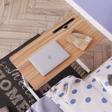 DlandHome 80 x 40cm computer desk learning desk care table bedside breakfast table height adjustable with casters side table for office bedroom with tablet slot - shopperskartuae