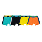 Puma Boy's Boxer Brief-Colors: Turquoise/Black/Yellow/Orange- Pack of 4