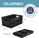 CleverMade 32L Collapsible Storage Bins - Folding Plastic Stackable Utility Crates, no lid- Black