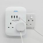 Charging Essentials Twin Socket Adaptor Surge Protected with 4 USB Chargers- Pack of 2