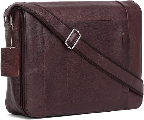 Wildhorn Genuine Leather Hand-Crafted Messenger Bags, Brown, 35 cm - WHMB523