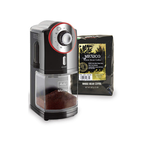Bundle offer of Melitta Coffee Beans Grinder & Kirkland signature Mexico Whole Bean Coffee(907g)