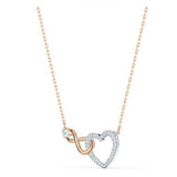 Swarovski Infinity Heart Necklace – White Crystal & Rose Gold