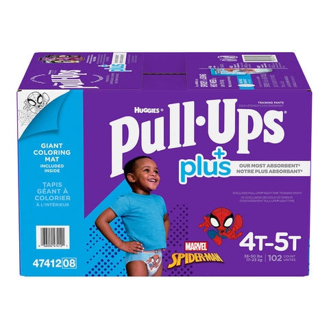 Huggies Pull-Ups Plus Training Pants, Exclusive Spiderman Design 4T to 5T Boy, 102-pack
