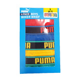 Puma Boy's Boxer Brief-Colors: Red/Blue/Yellow/Green- Pack of 4
