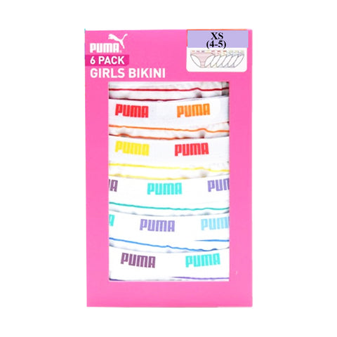 PUMA Girls 6 Pack Cotton Stretch Premium Bikini Tag-Free Comfort Waistband